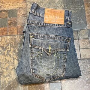 True Religion Men's Dark Blue Relaxed Jeans